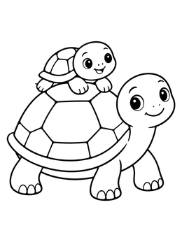 Free printable Baby Turtle On Mother Shell coloring page