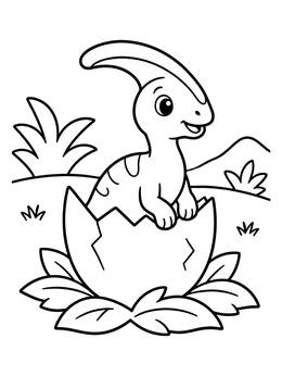 Free printable Baby Parasaurolophus Hatching From Egg coloring page