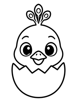 Free printable Cute Baby Peacock Hatching From Egg coloring page