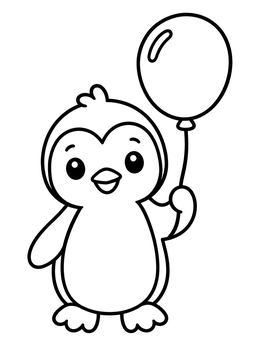 Free printable Cute Baby Penguin With Balloon coloring page