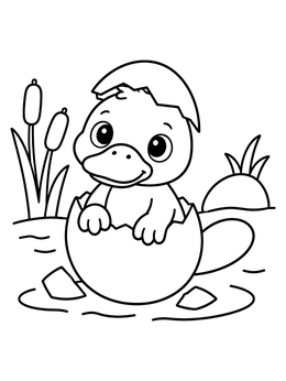 Free printable Cute Baby Platypus Hatching From Egg coloring page