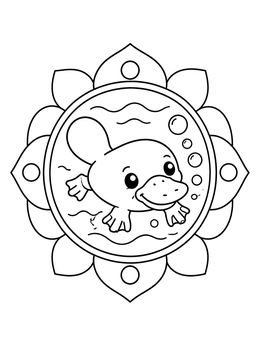 Free printable Cute Baby Platypus Swimming In Frame coloring page