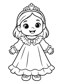 Free printable Cute Baby Princess In Gown coloring page
