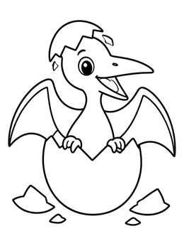 Free printable Baby Pterodactyl Hatching From Egg coloring page
