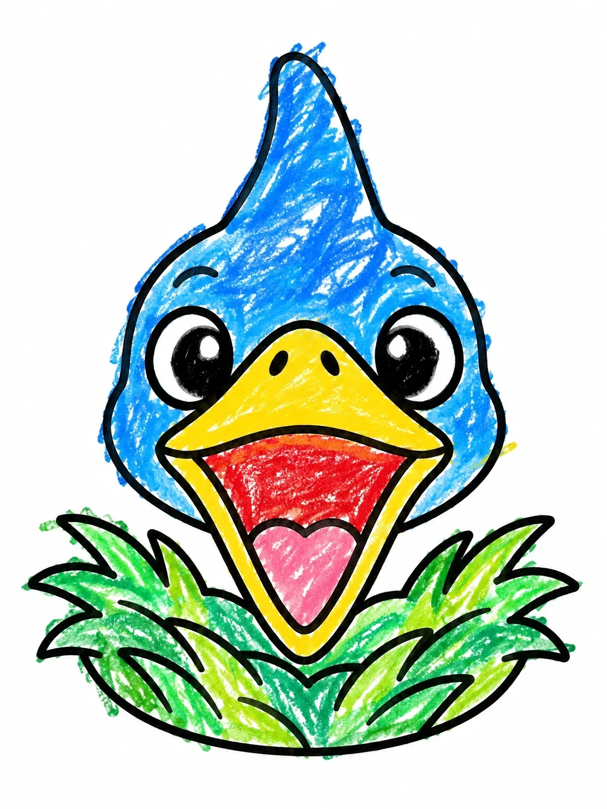 Colored example of the Cute Baby Pterodactyl In Nest coloring page
