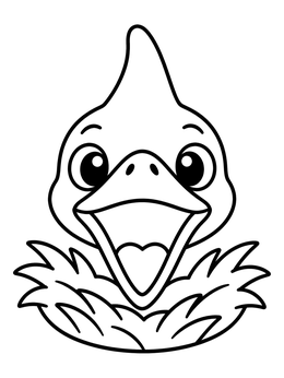 Free printable Cute Baby Pterodactyl In Nest coloring page