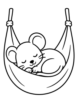 Free printable Sleeping Baby Rat In Hammock coloring page