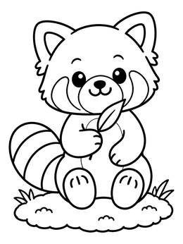 Free printable Cute Baby Red Panda Cub coloring page