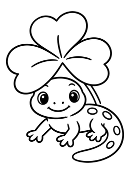 Free printable Cute Baby Salamander Under Clover coloring page