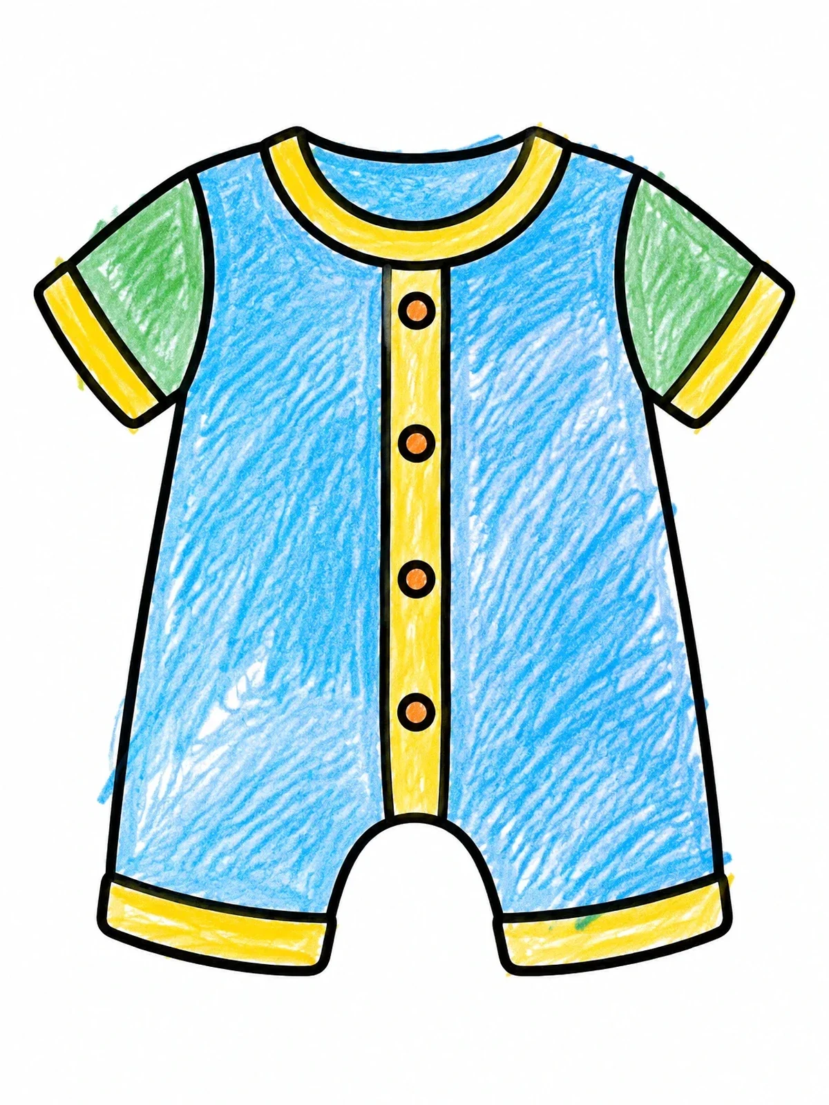 Colored example of the Cute Baby Romper Outfit coloring page