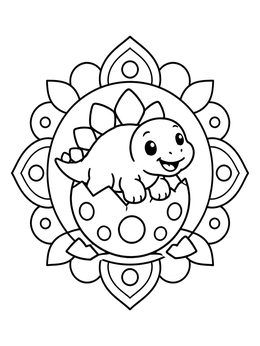 Free printable Baby Stegosaurus Hatching From Egg coloring page
