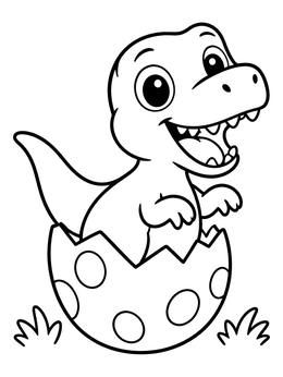 Free printable Cute Baby T Rex Hatching From Egg coloring page