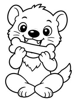 Free printable Cute Baby Tasmanian Devil With Bone coloring page