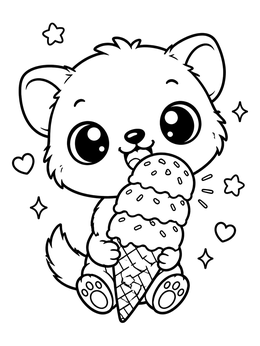 Free printable Cute Baby Tasmanian Devil With Ice Cream coloring page