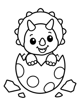 Free printable Cute Baby Triceratops Hatching From Egg coloring page