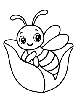 Free printable Cute Baby Wasp In Flower Petal coloring page