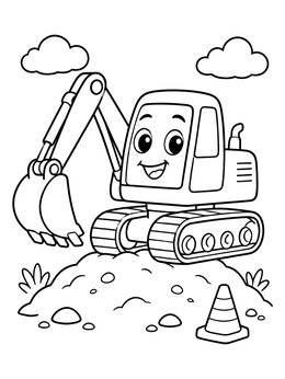 Free printable Friendly Little Digger On Dirt Mound coloring page