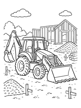 Free printable Backhoe Loader On Construction Site coloring page