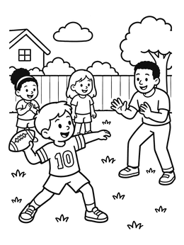 Free printable Backyard Football Toss With Dad coloring page