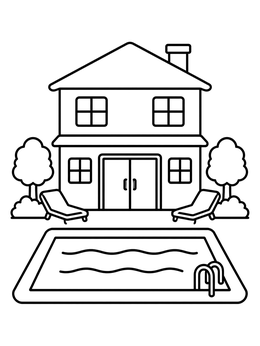 Free printable Backyard House And Swimming Pool coloring page