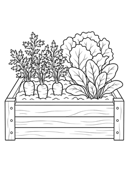 Free printable Raised Garden Bed With Vegetables coloring page