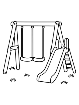 Free printable Backyard Swing Set And Slide coloring page