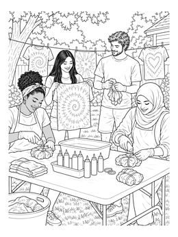 Free printable Backyard Tie Dye Crafting Party coloring page