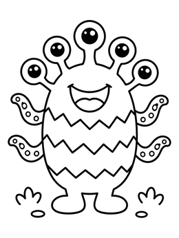 Free printable Cute Five Eyed Germ Monster coloring page