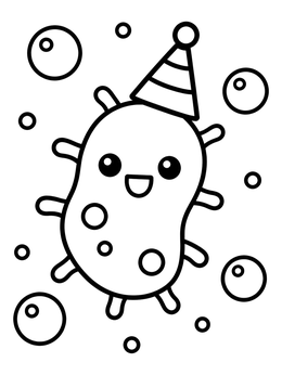 Free printable Party Bacterium With Party Hat coloring page