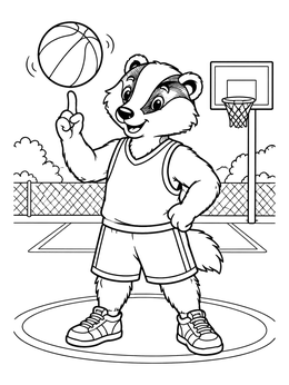 Free printable Badger Basketball Player On The Court coloring page