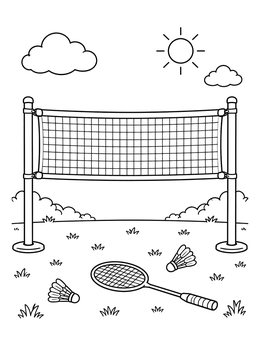 Free printable Badminton Net And Racket Outdoors coloring page