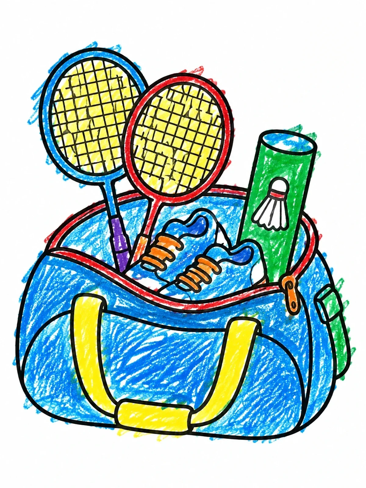 Colored example of the Badminton Gear In Sports Bag coloring page