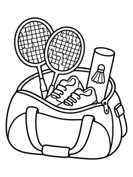 Free printable Badminton Gear In Sports Bag coloring page