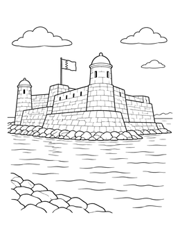 Free printable Historic Bahrain Fort By The Sea coloring page
