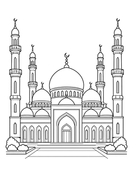 Free printable Grand Mosque Islamic Architecture coloring page