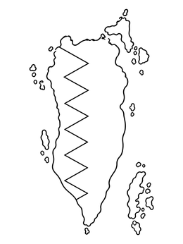 Free printable Bahrain Map With Flag Pattern coloring page
