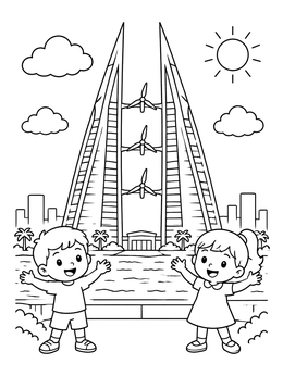 Free printable Kids At Bahrain World Trade Center coloring page
