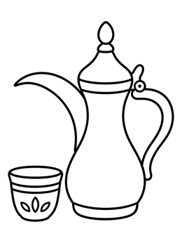 Free printable Traditional Bahraini Dallah And Finjan Cup coloring page