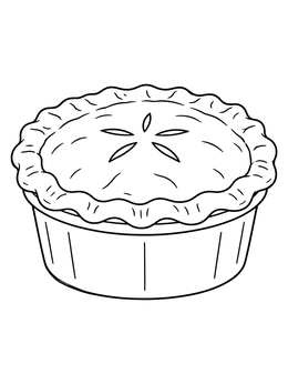 A baked pot pie with a crimped crust in this pie coloring page.