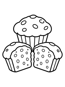 Free printable Whole And Halved Baked Muffins coloring page
