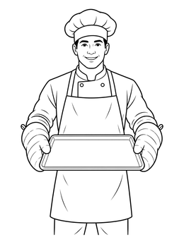 Free printable Baker Holding Empty Baking Sheet coloring page