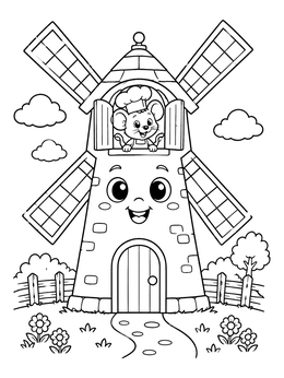 Free printable Baker Mouse In Friendly Windmill coloring page