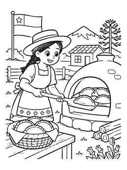 Free printable Baking Empanadas In Outdoor Oven coloring page