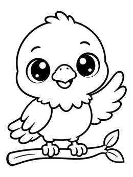 Free printable Cute Baby Eagle Perched On Branch coloring page