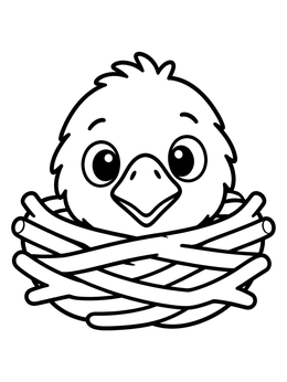 Free printable Cute Baby Eaglet In Nest coloring page