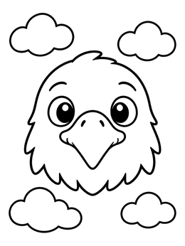 Free printable Cute Eagle Face In Clouds coloring page