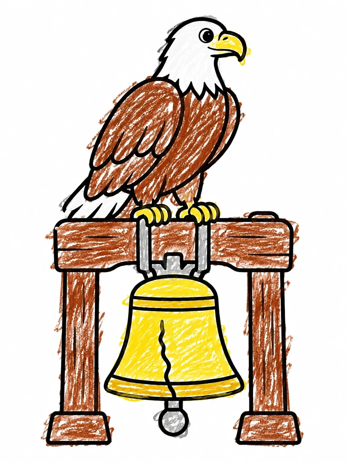 Colored example of the Bald Eagle On Liberty Bell coloring page