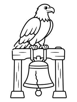 Free printable Bald Eagle On Liberty Bell coloring page