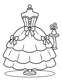 Free printable Elegant Ball Gown On Mannequin coloring page