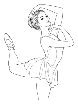 A graceful dancer strikes a pose in this ballerina coloring page.